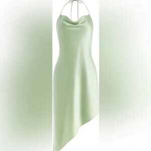 Alice + Olivia Women Slip Dress Green Harmony Asymmetrical Deep Cowl Siz…